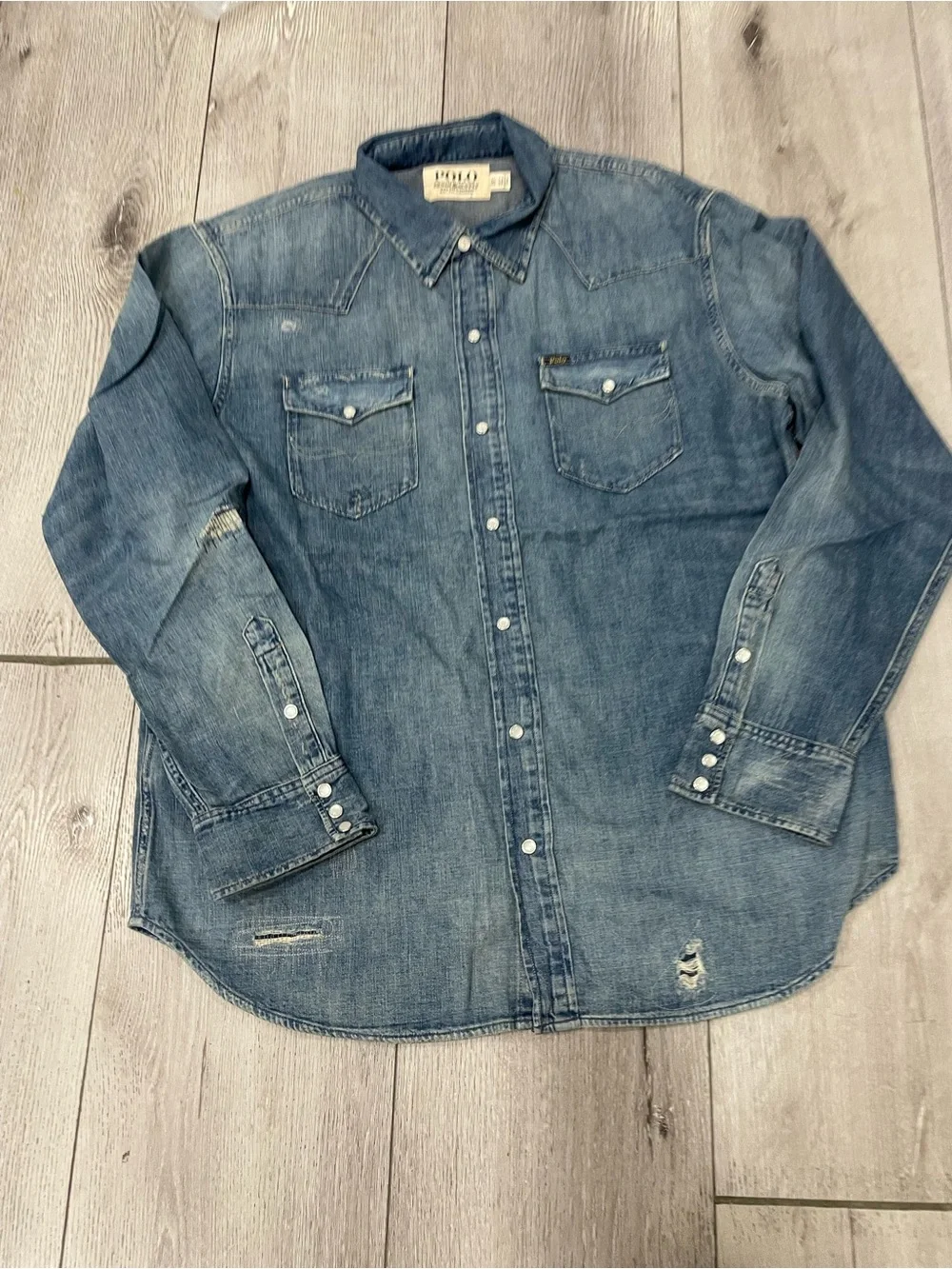 Polo by Ralph Lauren Faded Blue Denim Western Shirt